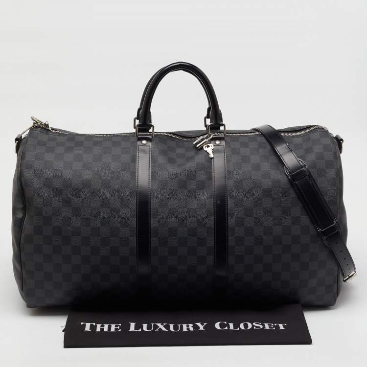 Pre Owned Louis Vuitton Damier Graphite Canvas Keepall Bandoulière 55 Bag