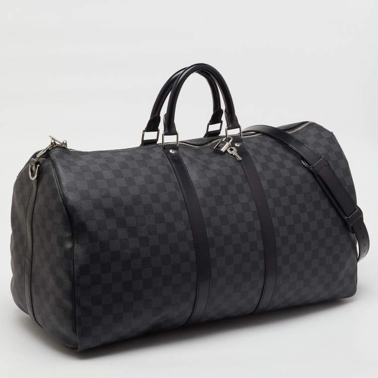 Pre Owned Louis Vuitton Damier Graphite Canvas Keepall Bandoulière 55 Bag