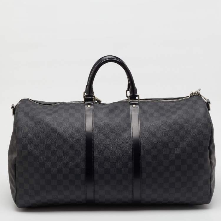 Pre Owned Louis Vuitton Damier Graphite Canvas Keepall Bandoulière 55 Bag