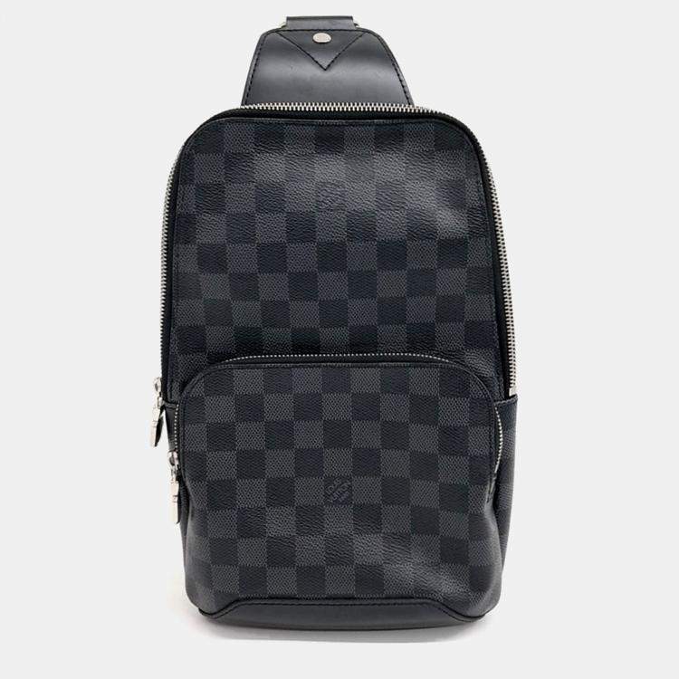 Pre Owned Louis Vuitton Graphite Avenue Black Canvas Slingback