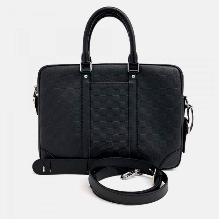 Pre Owned Louis Vuitton Black PVC Damier Infini Porte Document Jour