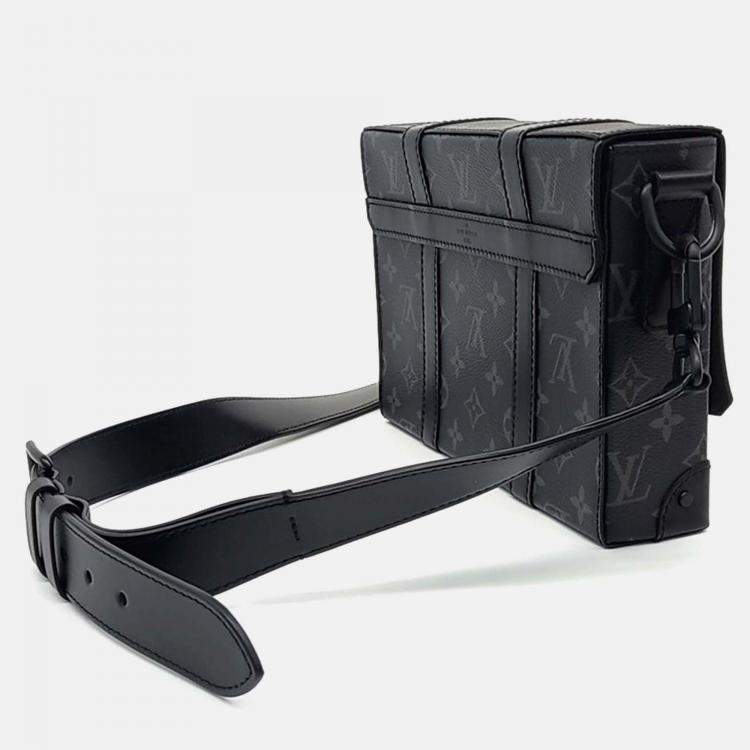 Pre Owned Louis Vuitton Black Coated Canvas and Leather Trunk Messenger Bag