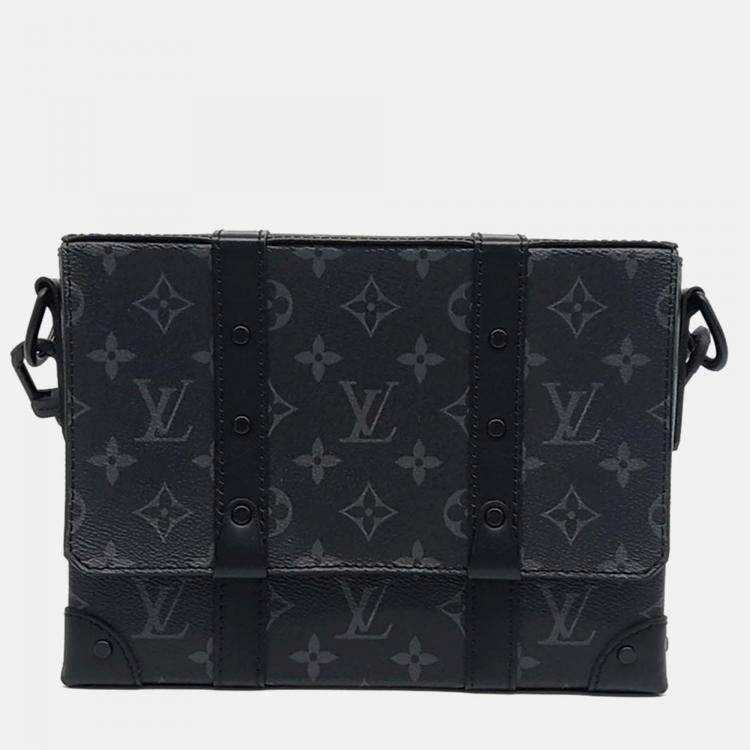 Pre Owned Louis Vuitton Black Coated Canvas and Leather Trunk Messenger Bag