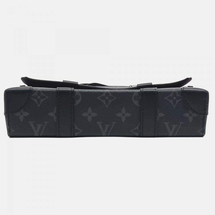 Pre Owned Louis Vuitton Black Coated Canvas and Leather Trunk Messenger Bag