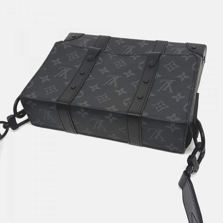 Pre Owned Louis Vuitton Black Coated Canvas and Leather Trunk Messenger Bag