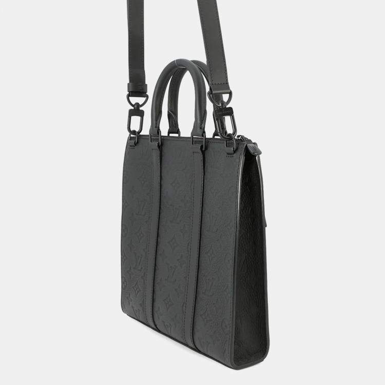Pre Owned Louis Vuitton Sac Plat Noir Monogram Taurillon Leather Tote Bag
