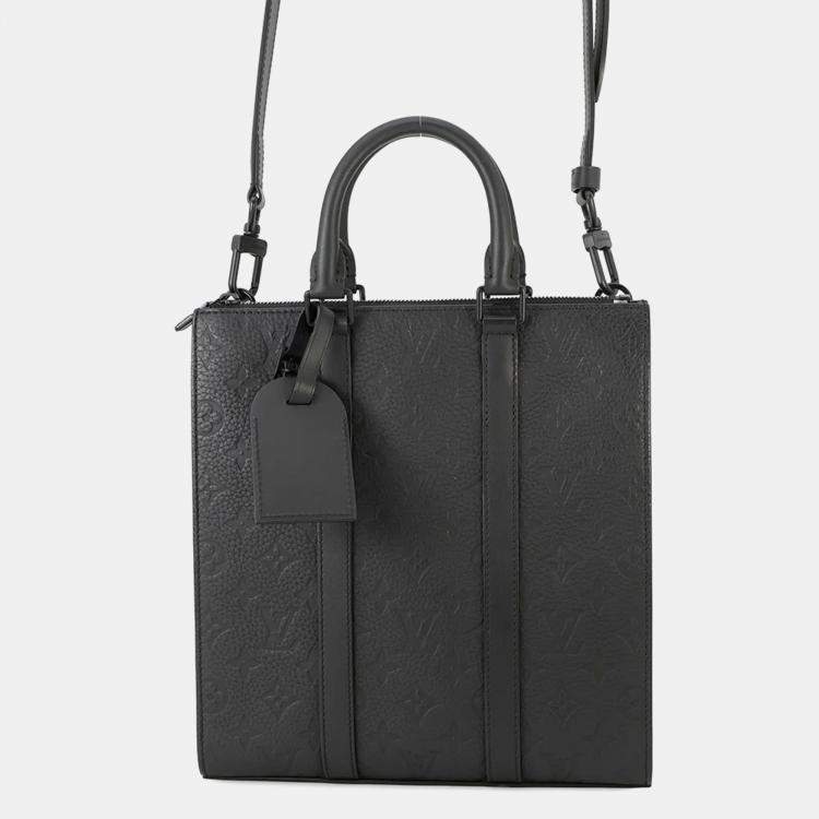 Pre Owned Louis Vuitton Sac Plat Noir Monogram Taurillon Leather Tote Bag