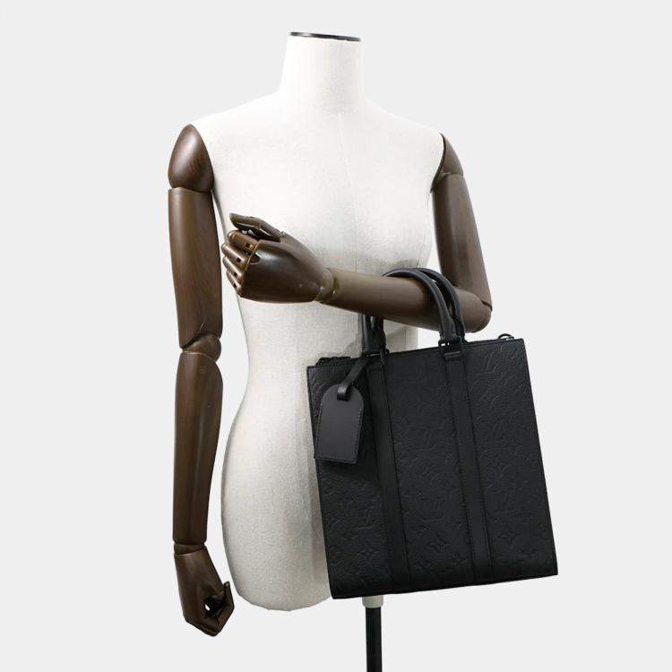 Pre Owned Louis Vuitton Sac Plat Noir Monogram Taurillon Leather Tote Bag