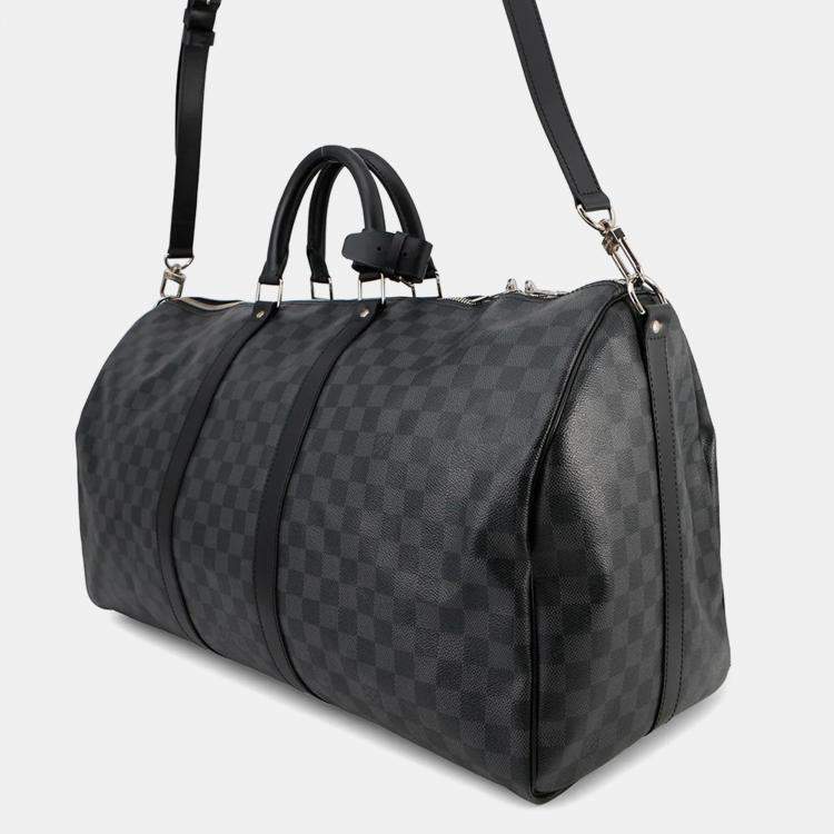 Pre Owned Louis Vuitton Keepall Bandouliere 55 Noir Damier Graphite Canvas Travel Bag