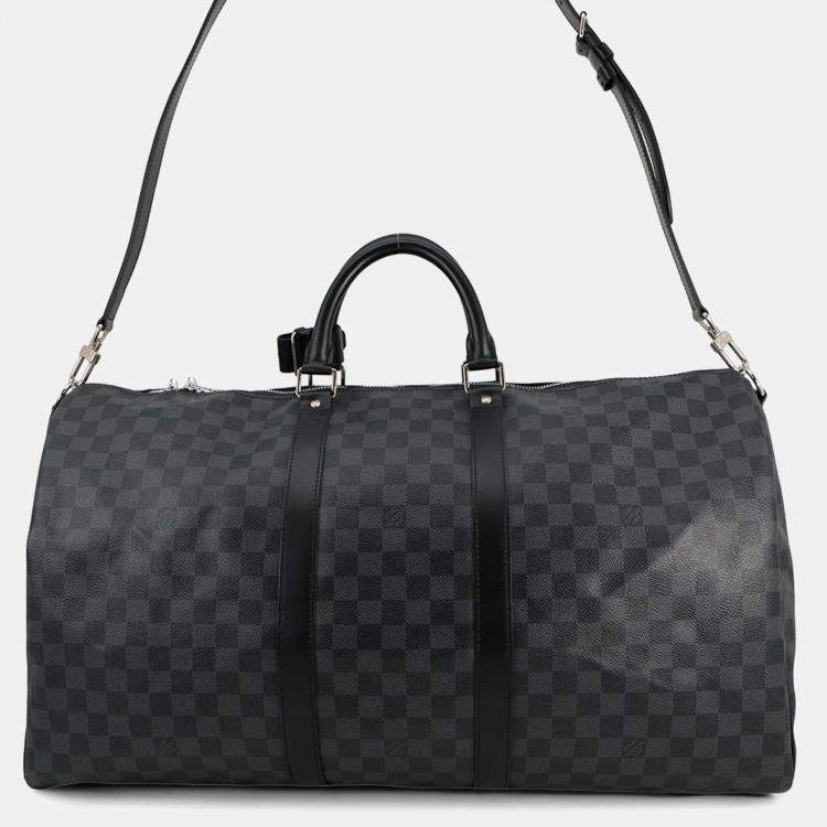 Pre Owned Louis Vuitton Keepall Bandouliere 55 Noir Damier Graphite Canvas Travel Bag