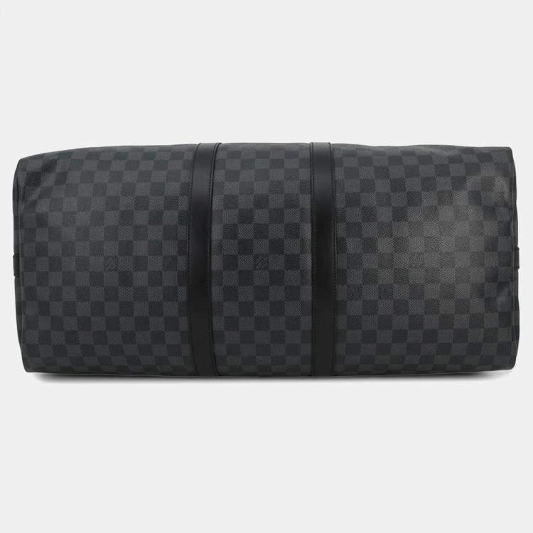 Pre Owned Louis Vuitton Keepall Bandouliere 55 Noir Damier Graphite Canvas Travel Bag