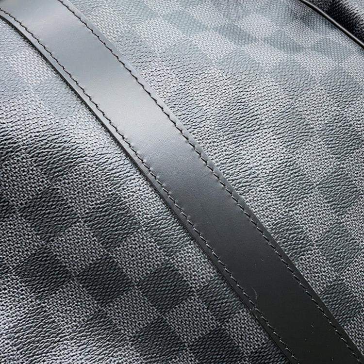 Pre Owned Louis Vuitton Keepall Bandouliere 55 Noir Damier Graphite Canvas Travel Bag