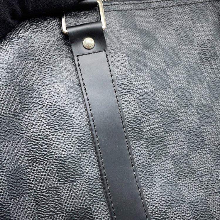 Pre Owned Louis Vuitton Keepall Bandouliere 55 Noir Damier Graphite Canvas Travel Bag