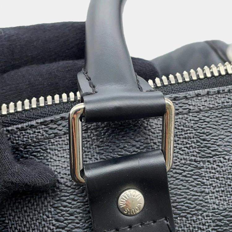 Pre Owned Louis Vuitton Keepall Bandouliere 55 Noir Damier Graphite Canvas Travel Bag
