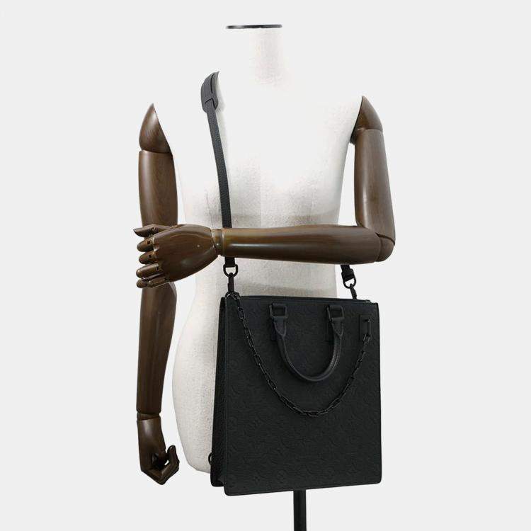 Pre Owned Louis Vuitton Sac Plat Messenger Noir Monogram Taurillon Leather Bag