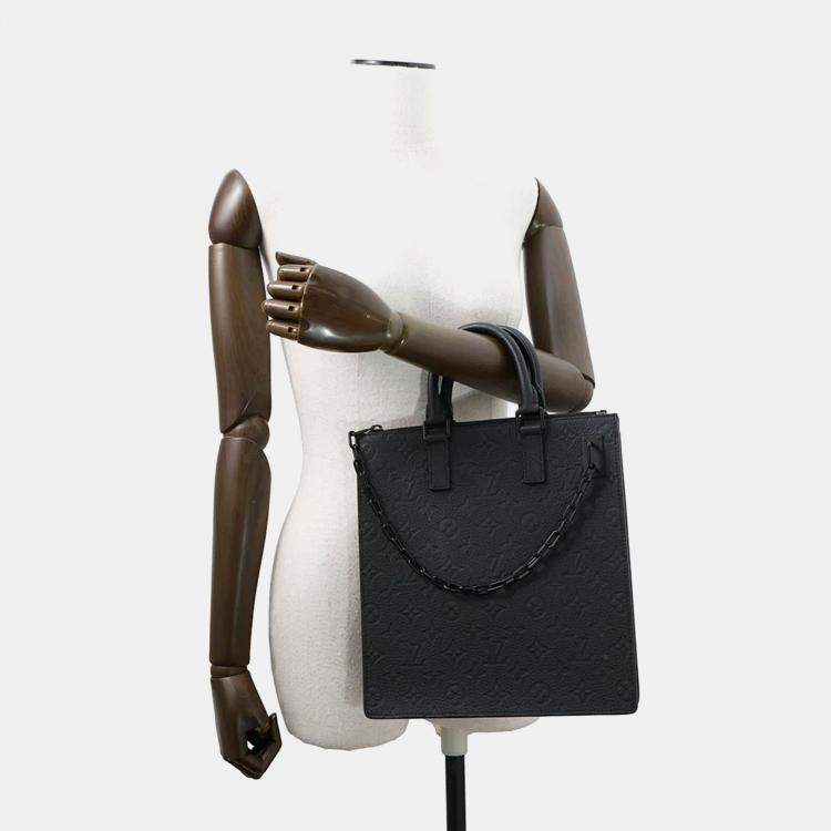 Pre Owned Louis Vuitton Sac Plat Messenger Noir Monogram Taurillon Leather Bag