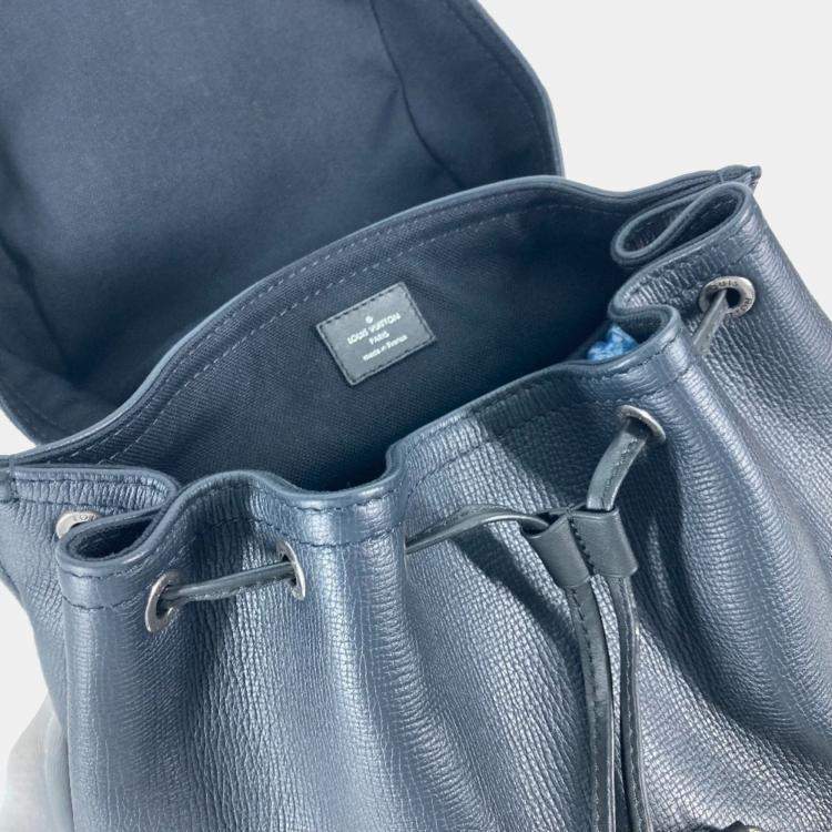 Pre Owned Louis Vuitton Utah Canyon Backpack Leather Blue Marine Navy