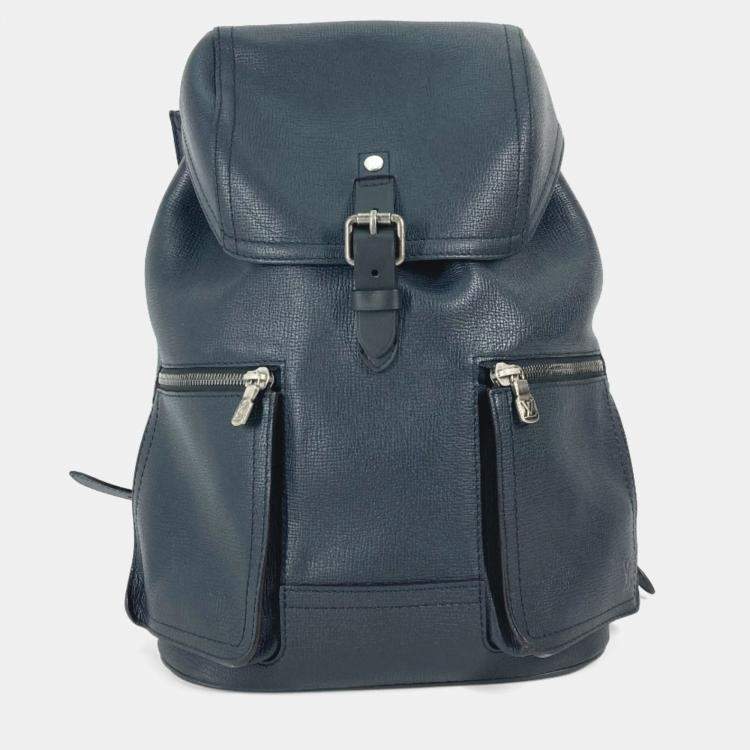 Pre Owned Louis Vuitton Utah Canyon Backpack Leather Blue Marine Navy