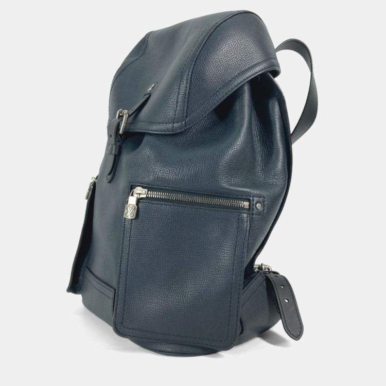 Pre Owned Louis Vuitton Utah Canyon Backpack Leather Blue Marine Navy