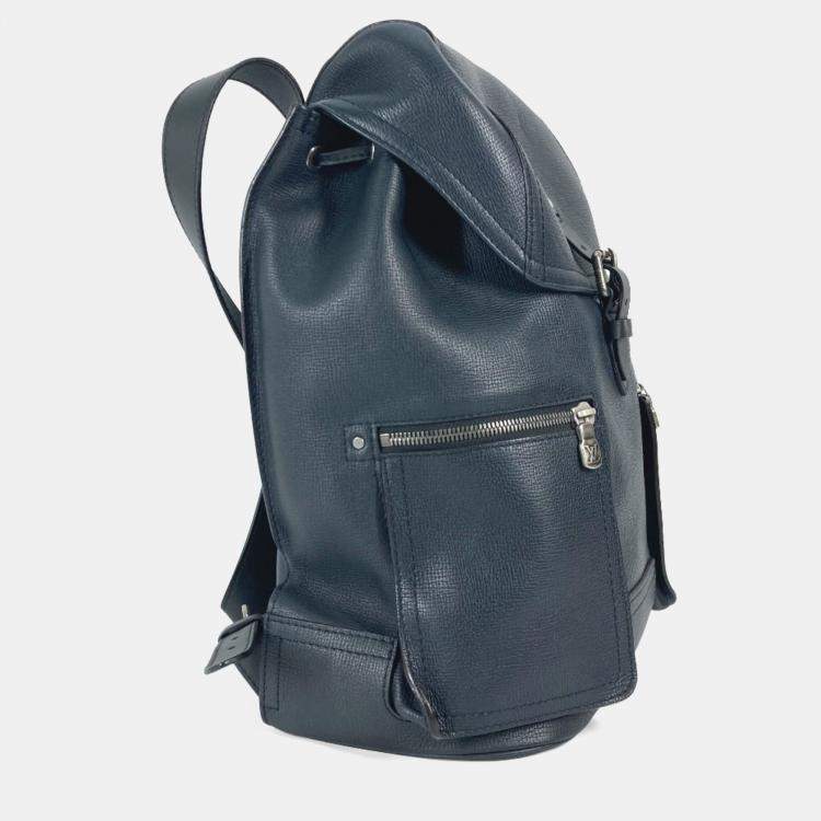 Pre Owned Louis Vuitton Utah Canyon Backpack Leather Blue Marine Navy