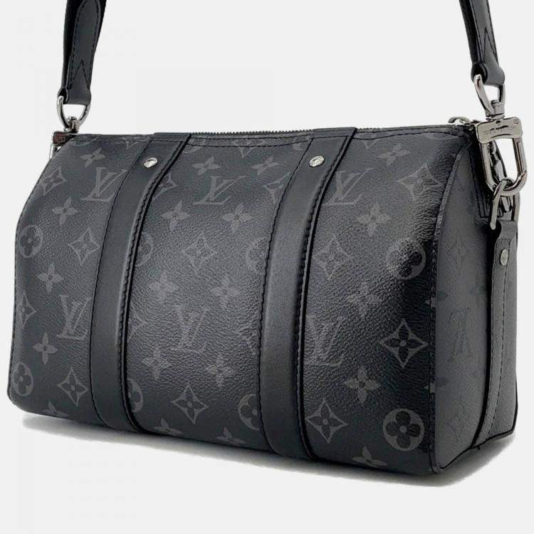 Pre Owned Louis Vuitton City Keepall Noir Monogram Eclipse Monogram Eclipse Reverse