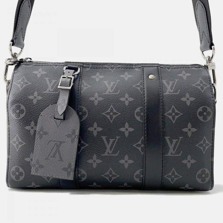 Pre Owned Louis Vuitton City Keepall Noir Monogram Eclipse Monogram Eclipse Reverse