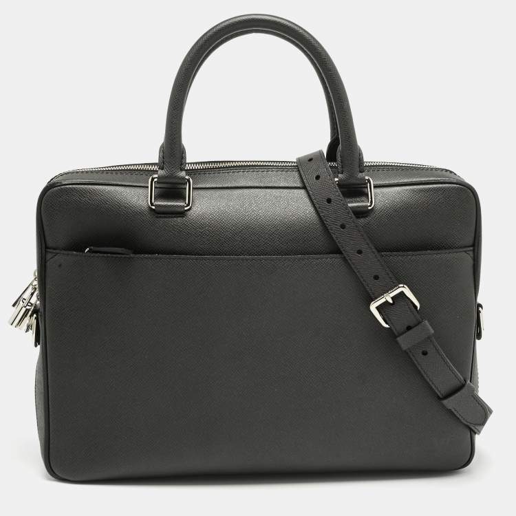 Pre Owned Louis Vuitton Black Taiga Leather Porte Documents Briefcase Bag