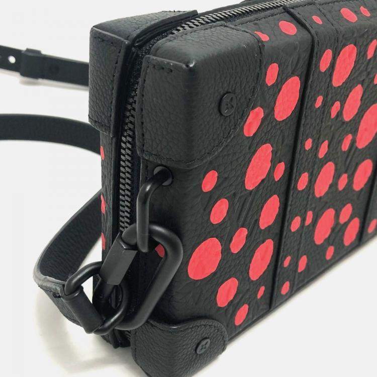 Pre Owned Louis Vuitton Monogram Dot Soft Trunk Wallet Shoulder Bag In Taurillon Leather Black