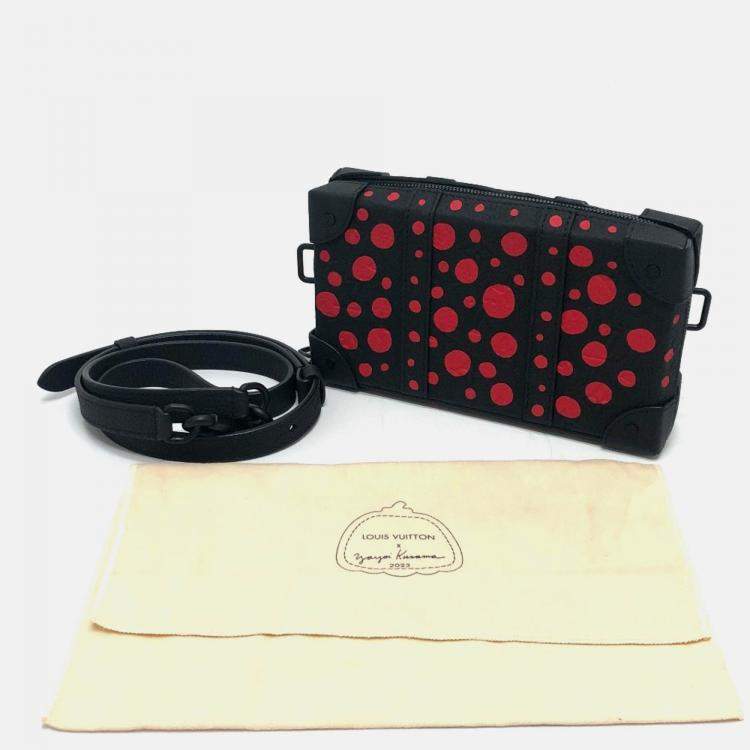 Pre Owned Louis Vuitton Monogram Dot Soft Trunk Wallet Shoulder Bag In Taurillon Leather Black