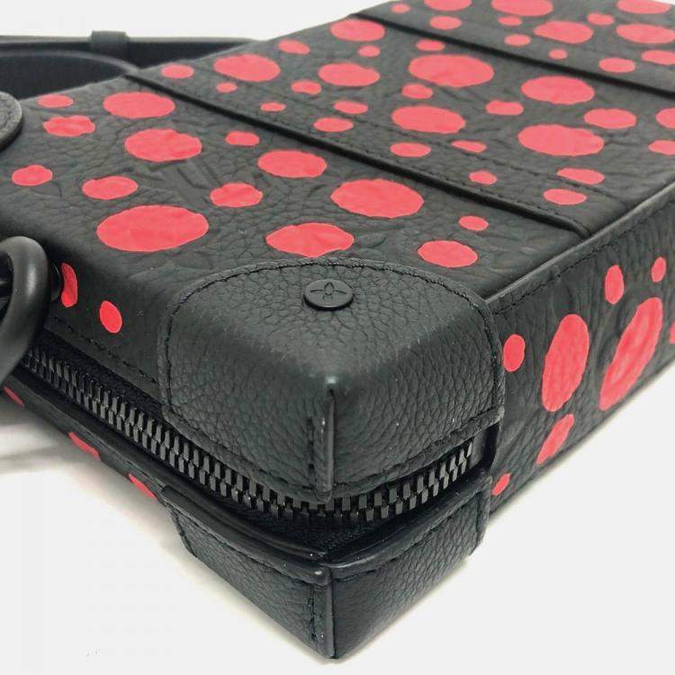 Pre Owned Louis Vuitton Monogram Dot Soft Trunk Wallet Shoulder Bag In Taurillon Leather Black