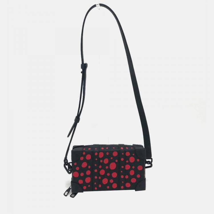 Pre Owned Louis Vuitton Monogram Dot Soft Trunk Wallet Shoulder Bag In Taurillon Leather Black