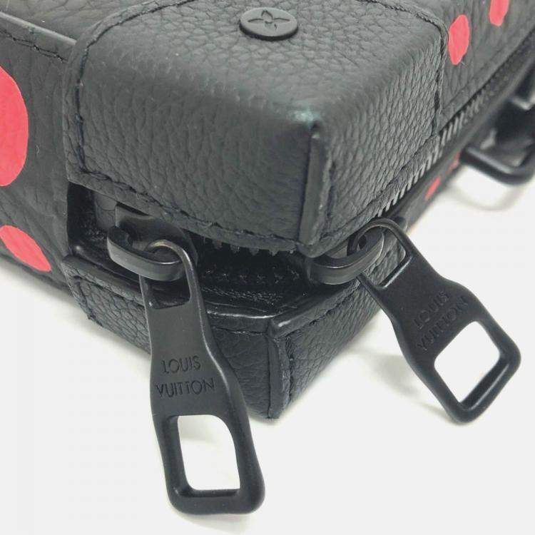 Pre Owned Louis Vuitton Monogram Dot Soft Trunk Wallet Shoulder Bag In Taurillon Leather Black