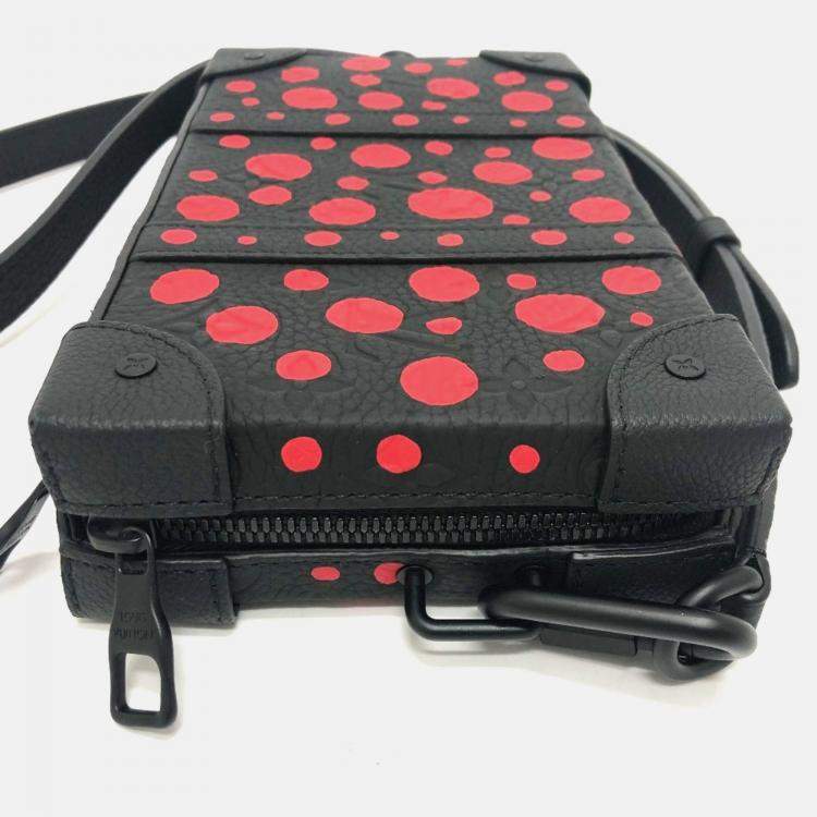 Pre Owned Louis Vuitton Monogram Dot Soft Trunk Wallet Shoulder Bag In Taurillon Leather Black