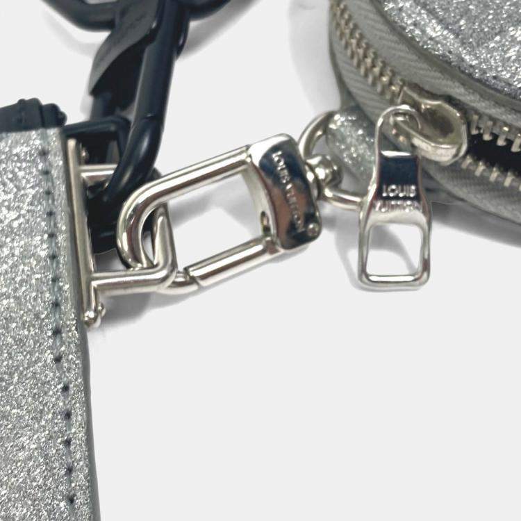 Pre Owned Louis Vuitton Damier Glitter Trio Pouch Nm Coin Case Shoulder Bag Leather/Taurillon Leather Silver