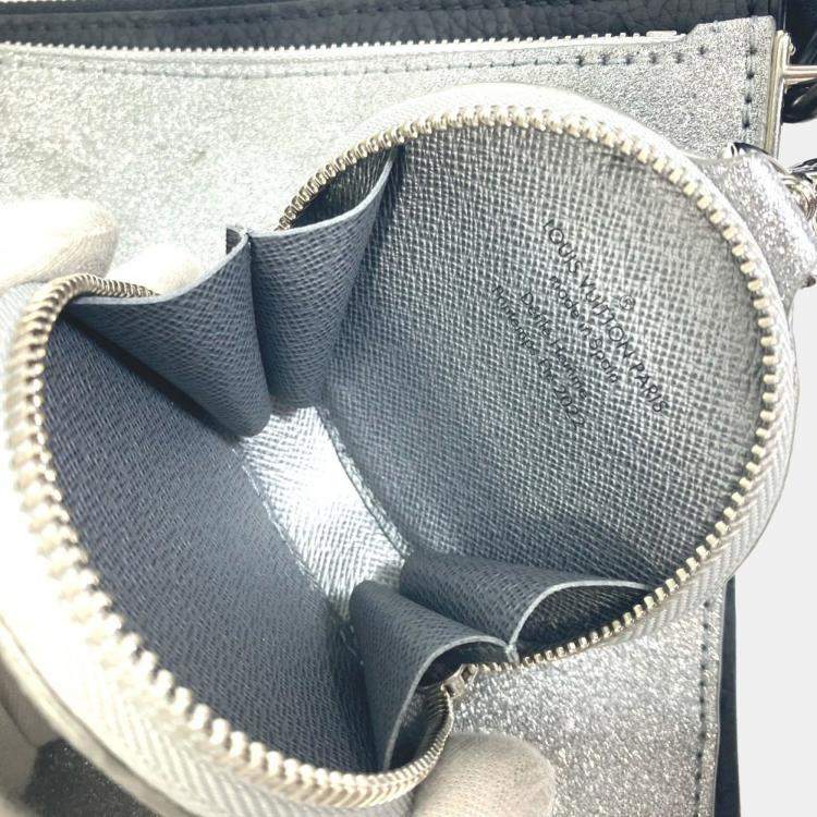 Pre Owned Louis Vuitton Damier Glitter Trio Pouch Nm Coin Case Shoulder Bag Leather/Taurillon Leather Silver