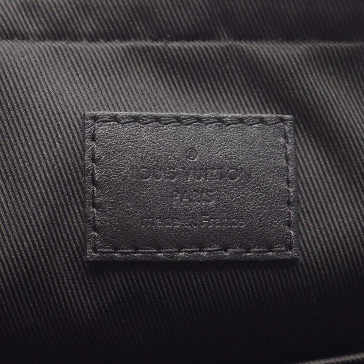 Pre Owned Louis Vuitton Duo Messenger Shoulder Bag In Monogram Shadow Leather Black