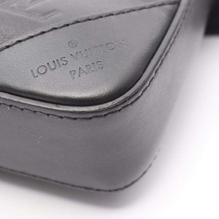 Pre Owned Louis Vuitton Duo Messenger Shoulder Bag In Monogram Shadow Leather Black
