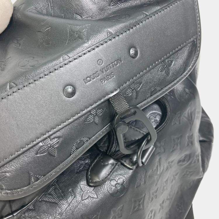 Pre Owned Louis Vuitton M43680 Monogram Shadow Discovery Backpack Leather Black