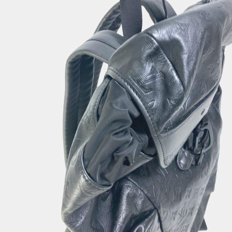 Pre Owned Louis Vuitton M43680 Monogram Shadow Discovery Backpack Leather Black