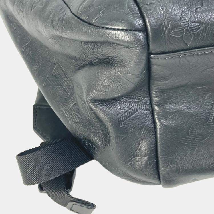 Pre Owned Louis Vuitton M43680 Monogram Shadow Discovery Backpack Leather Black