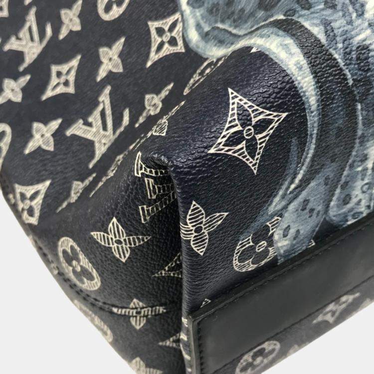Pre Owned Louis Vuitton Monogram Savannah Jake And Dinos Chapman 2Way Shoulder Bag Crossbody Tote Canvas Navy