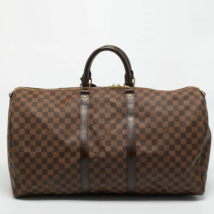 Pre Owned Louis Vuitton Damier Ebene Canvas Keepall Bandouliere 55 Bag