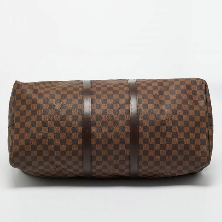Pre Owned Louis Vuitton Damier Ebene Canvas Keepall Bandouliere 55 Bag