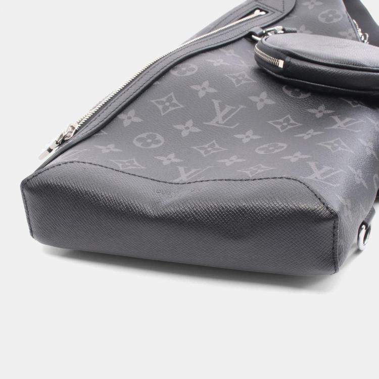 Pre Owned Louis Vuitton Duo  Waist Body Taiga Rama Black Coated Canvas Leather Bag