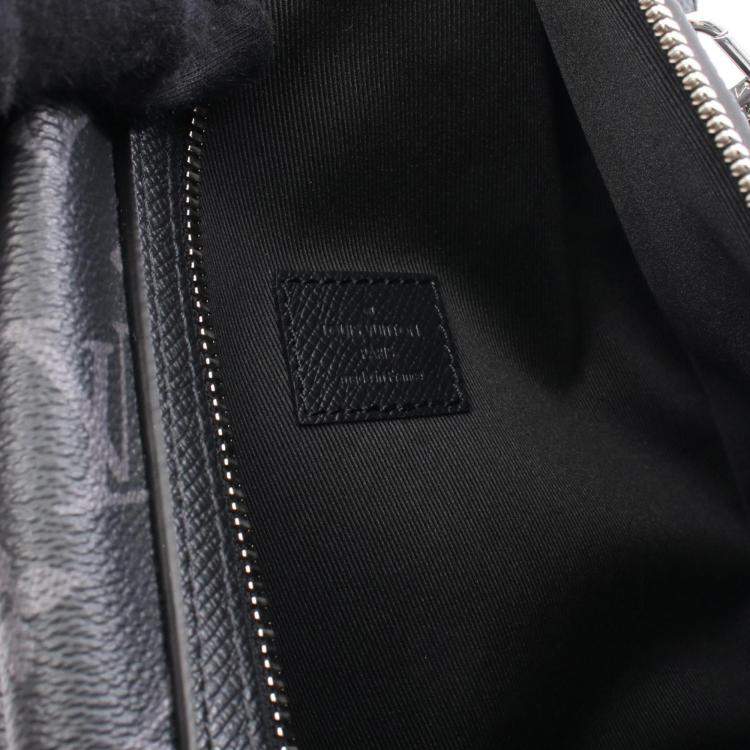 Pre Owned Louis Vuitton Duo  Waist Body Taiga Rama Black Coated Canvas Leather Bag