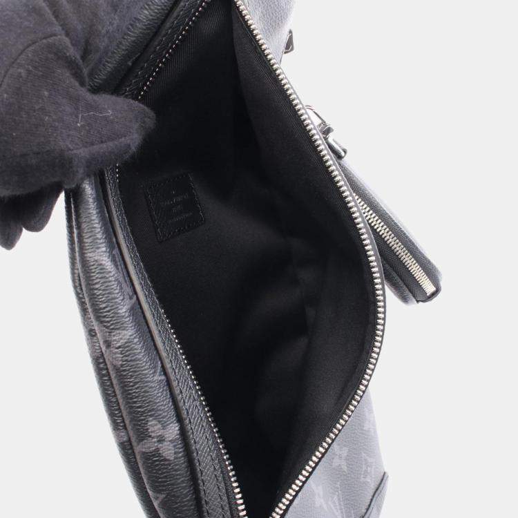 Pre Owned Louis Vuitton Duo  Waist Body Taiga Rama Black Coated Canvas Leather Bag