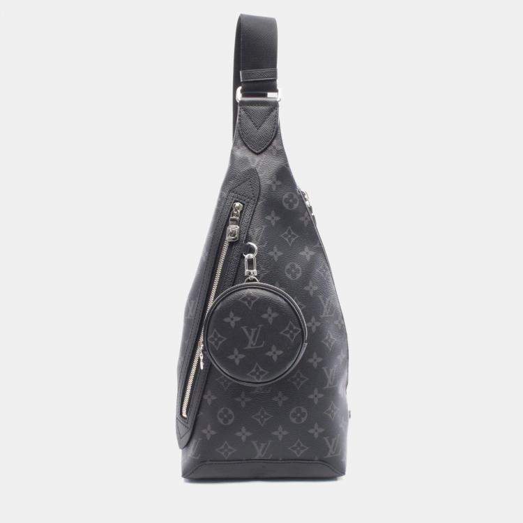 Pre Owned Louis Vuitton Duo  Waist Body Taiga Rama Black Coated Canvas Leather Bag