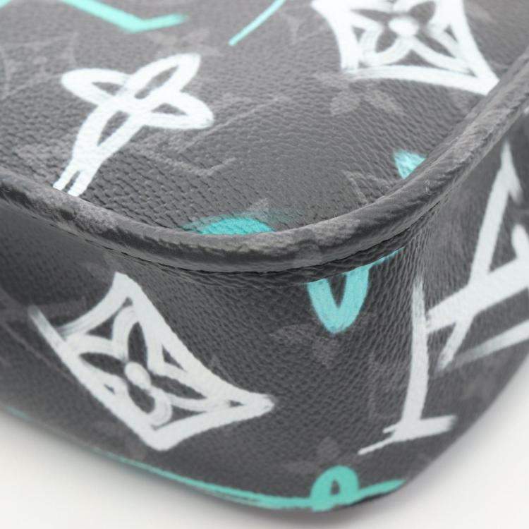 Pre Owned Louis Vuitton Archie Messenger Shoulder Bag In Coated Canvas With Monogram Eclipse Graffiti Design  Black