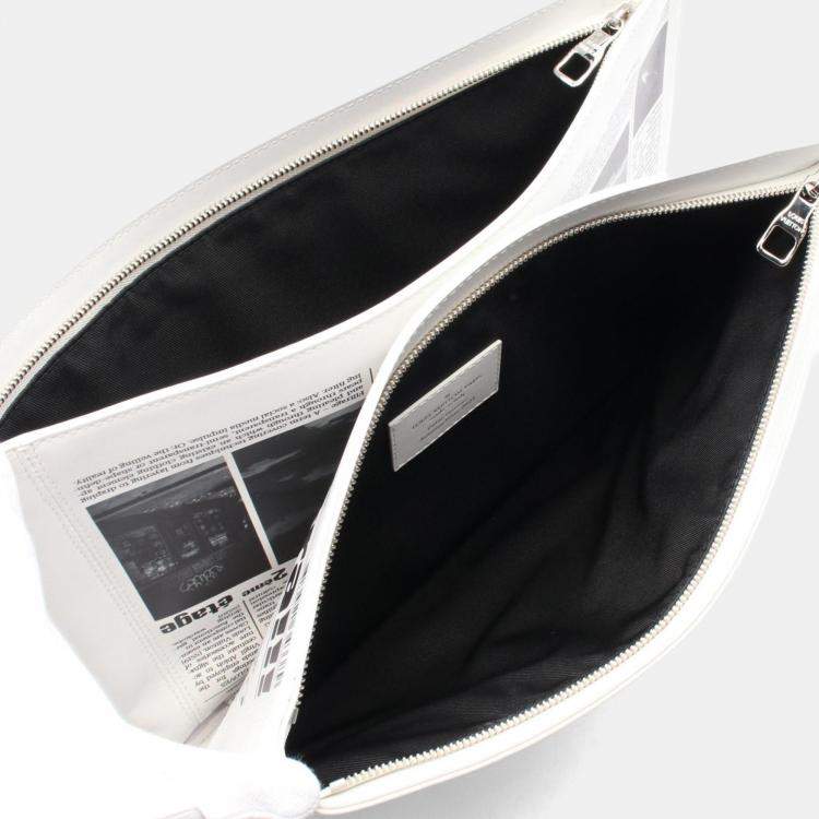 Pre Owned Louis Vuitton Everyday Lv Newspaper Second Bag/Clutch Bag  Leather  White/Multicolor