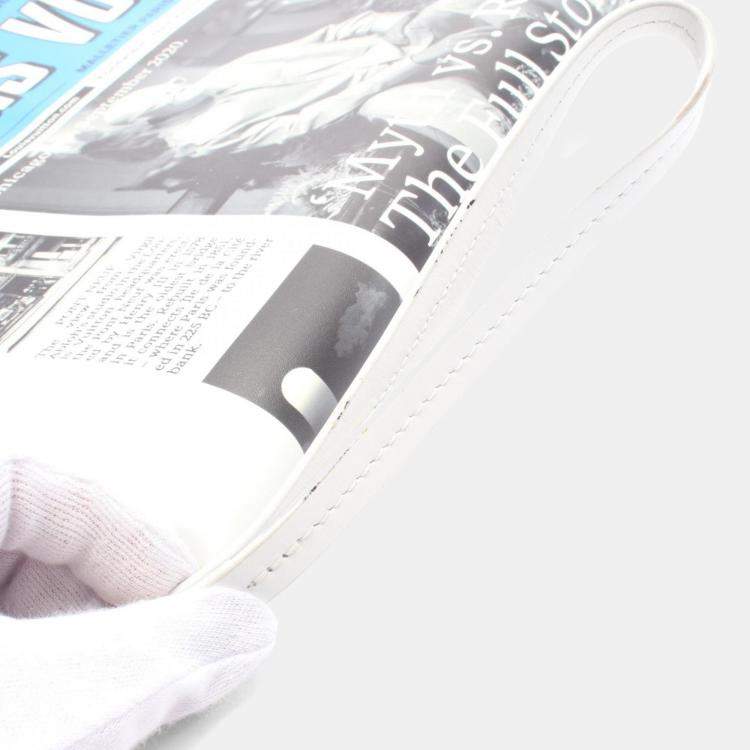 Pre Owned Louis Vuitton Everyday Lv Newspaper Second Bag/Clutch Bag  Leather  White/Multicolor
